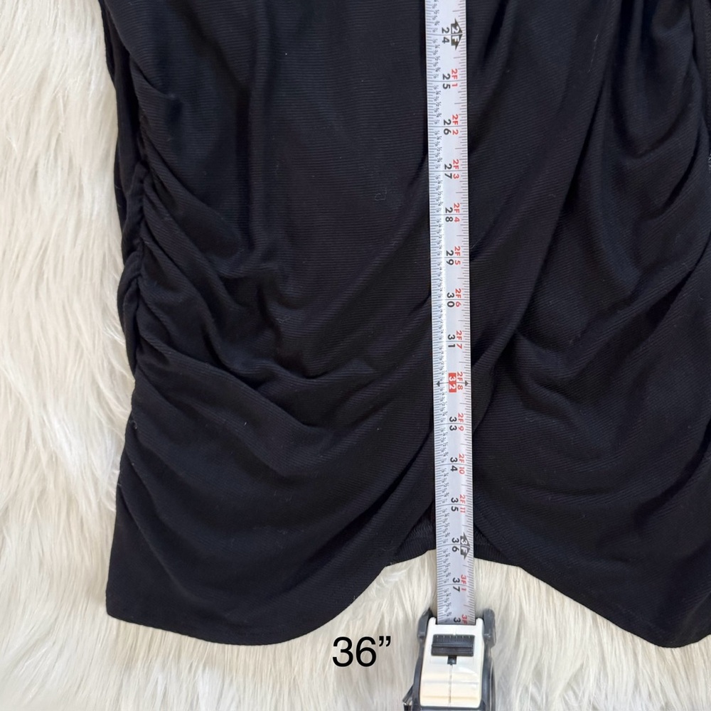 NWT Free People Black Wrap Tie Waist Dolman Long Sleeve Knit LBD Mini Dress M - Picture 12 of 12